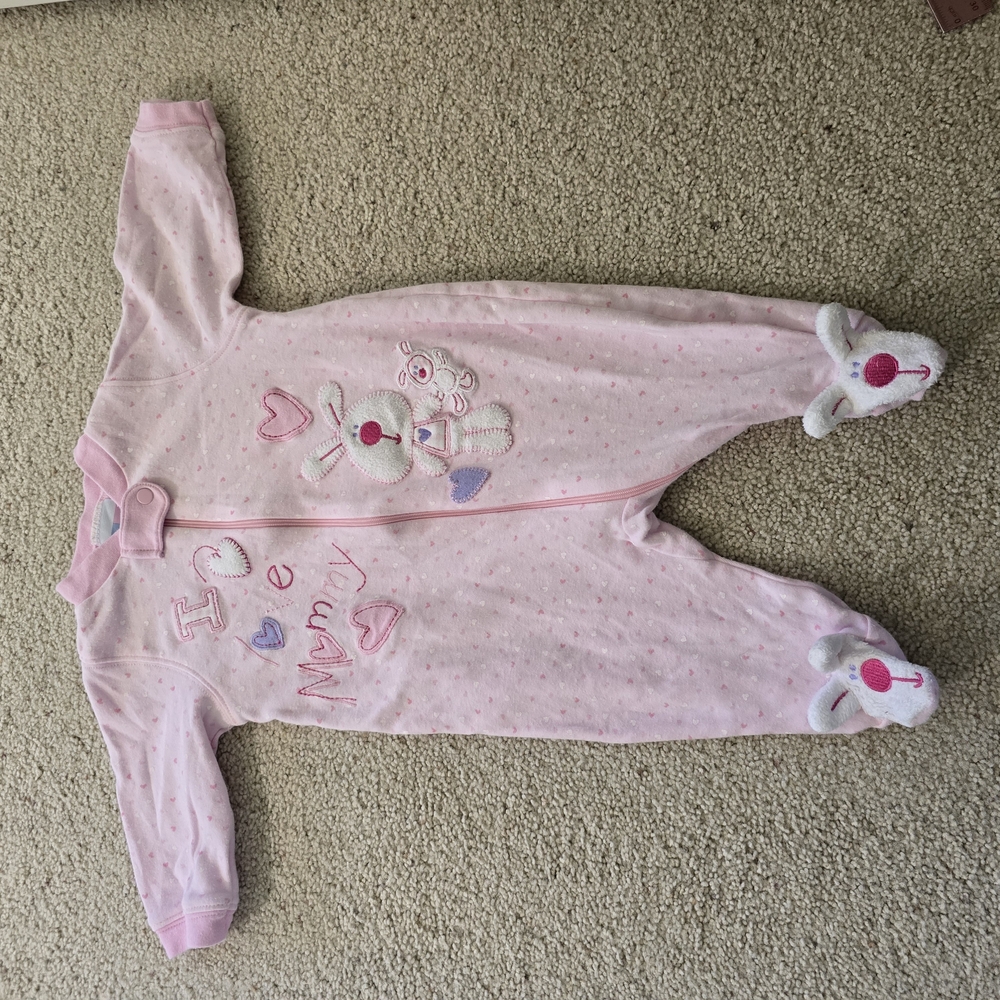 🐇Pink Baby One Piece with Bear Design